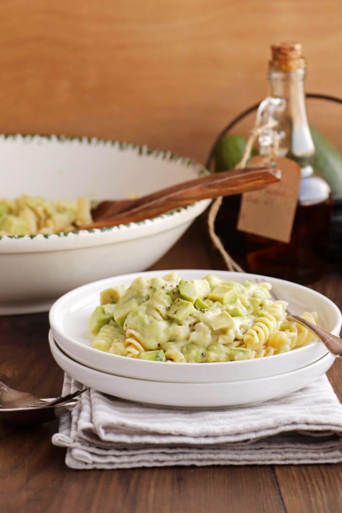 Fusilli Pasta with a Creamy Avo and Cheese Sauce