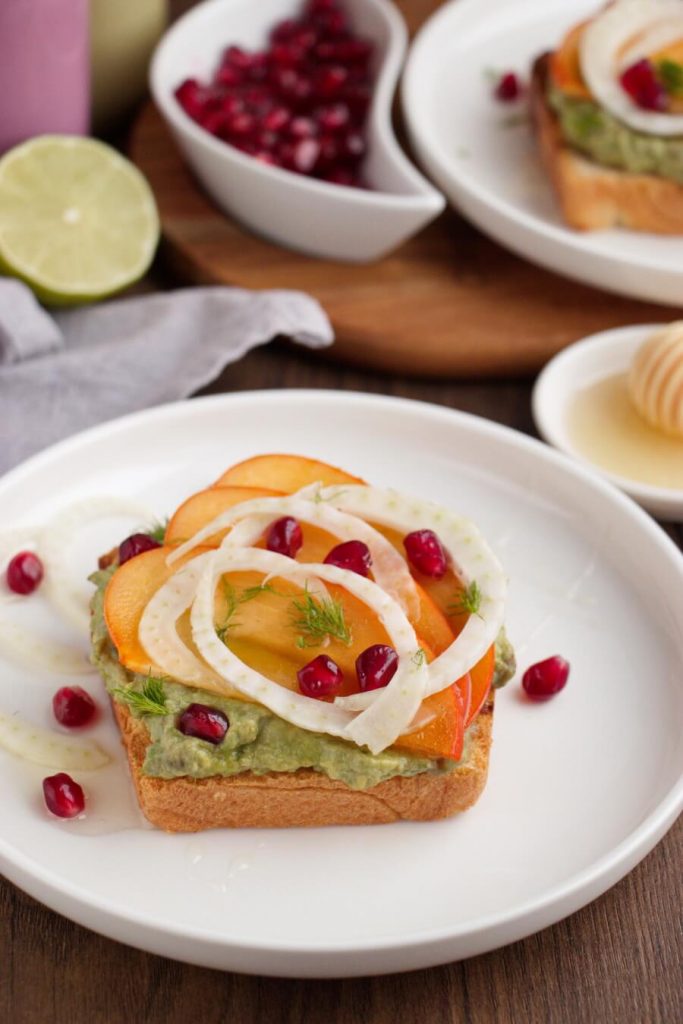 Avocado Toast with Persimmon and Pomegranate