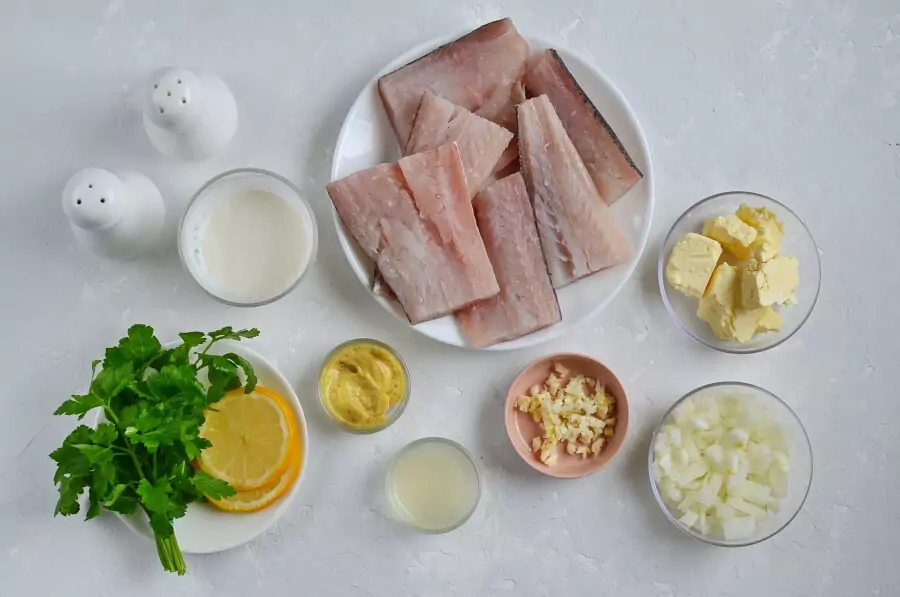 Ingredients for Baked Fish with Lemon Cream Sauce