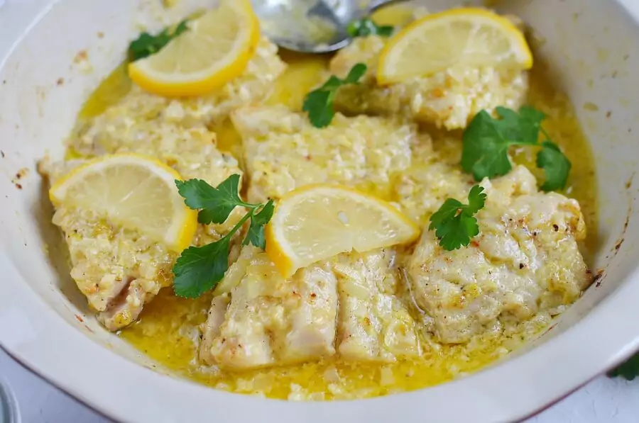 Baked Fish with Lemon Cream Sauce