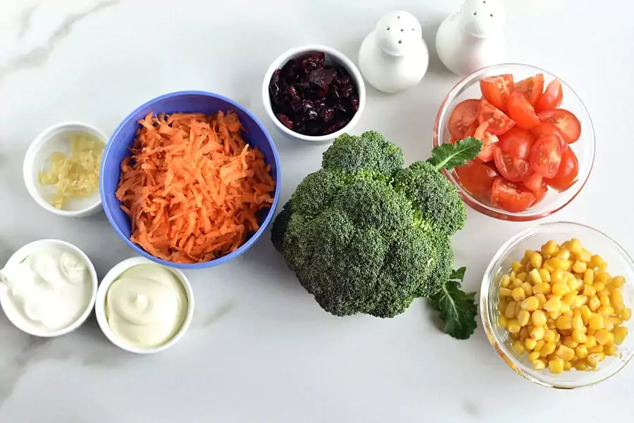 Ingredients for Broccoli Corn Salad