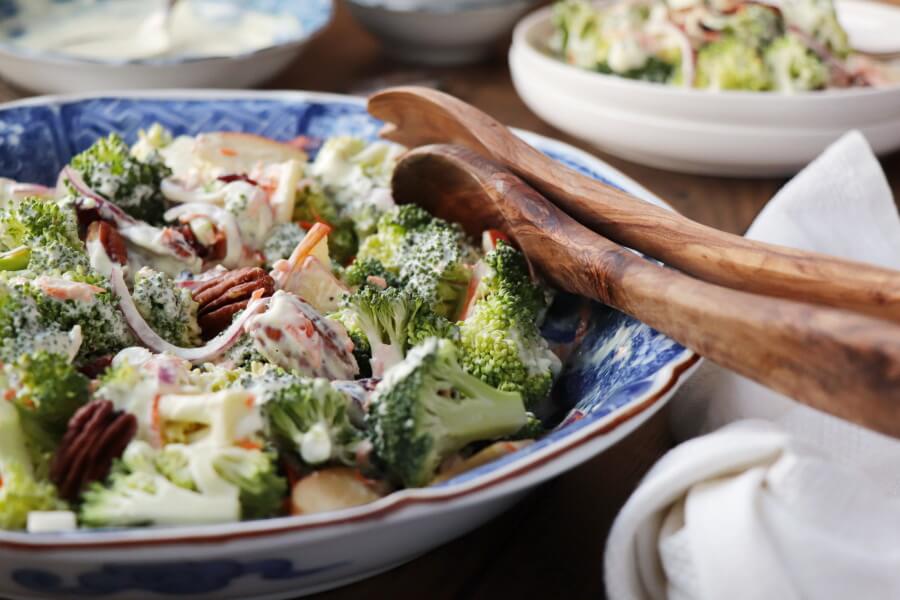 Broccoli Salad with Creamy Lemon Dressing Recipe-Creamy Broccoli Salad Recipe-Raw Broccoli Salad