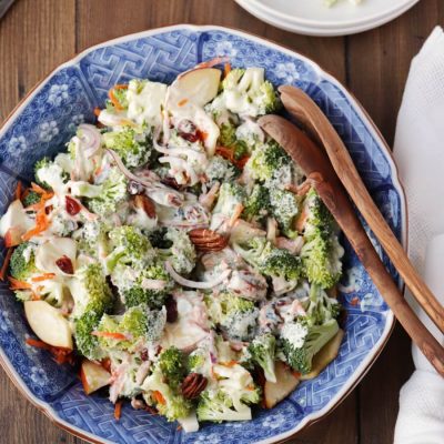 Broccoli Salad with Creamy Lemon Dressing Recipe-Creamy Broccoli Salad Recipe-Raw Broccoli Salad
