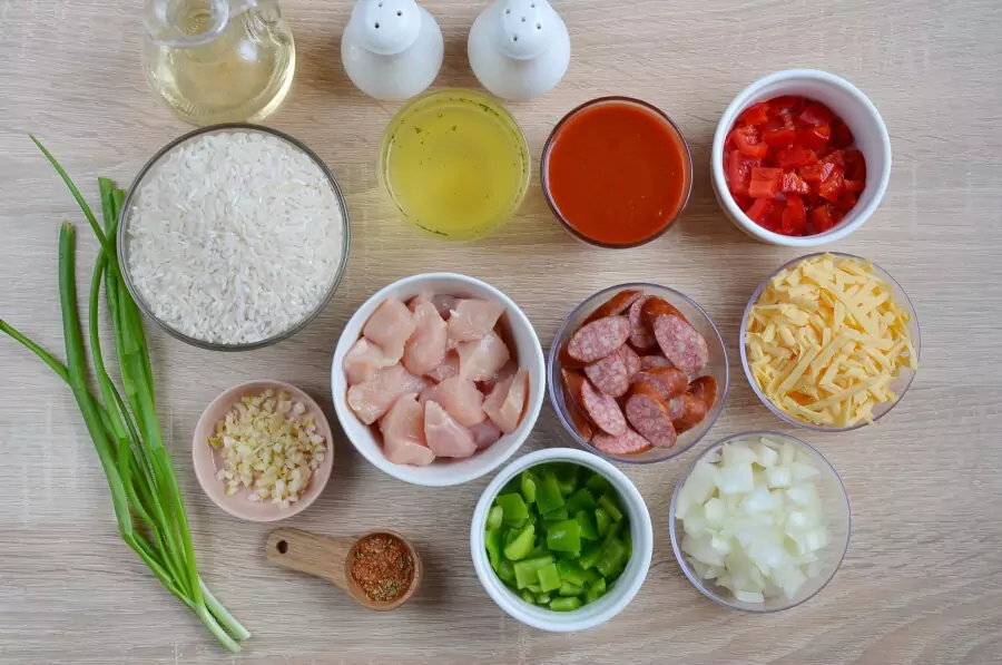 Ingredients for Cajun Rice Bake