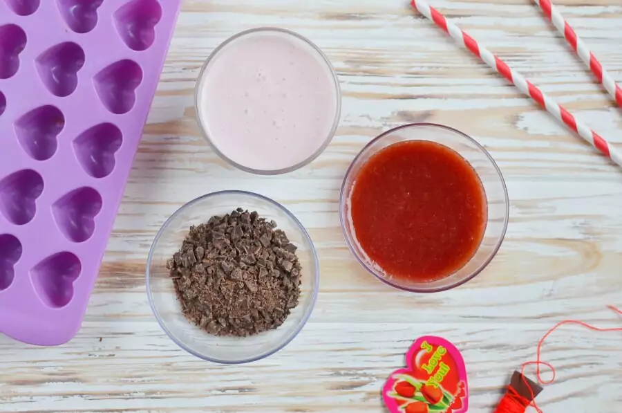 Ingredients for Chocolate-Covered Strawberry Frozen Greek Yogurt Bites