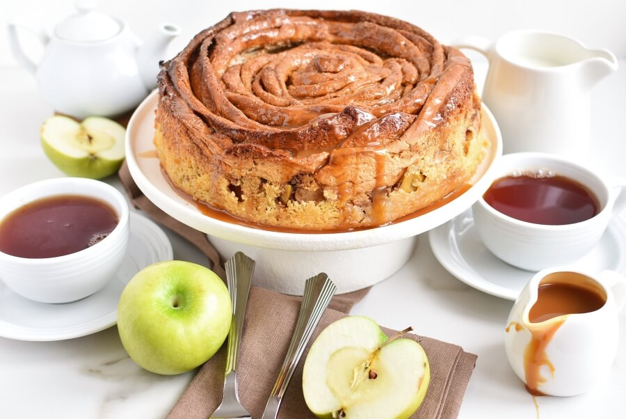 Cinnamon Swirl Topped Apple Cake