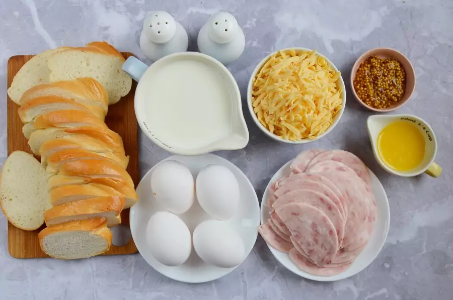 Ingredients for Croque Monsieur Casserole