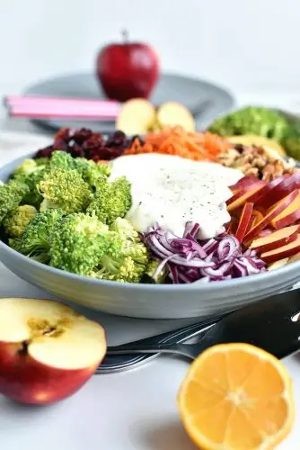 Fresh Broccoli and Apple Salad with Walnuts