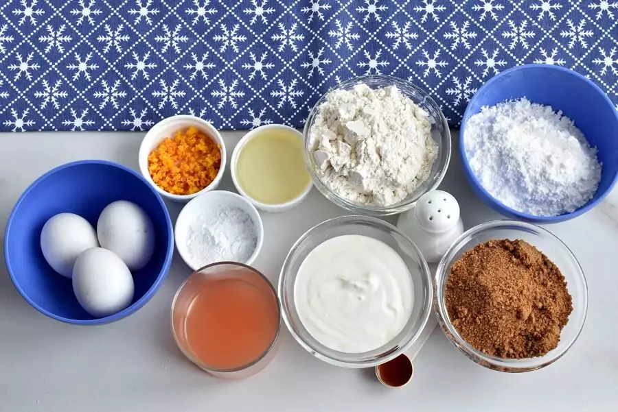 Ingredients for Grapefruit Greek Yogurt Cake