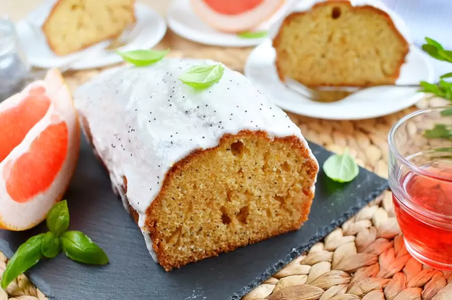 Grapefruit–Poppy Seed Loaf Cake with Yogurt Glaze