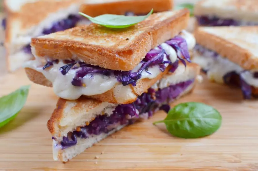 Grilled Cheese and Red Cabbage Sandwiches