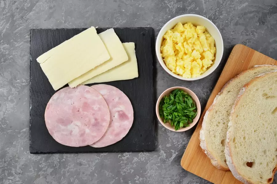 Ingredients for Ham & Cheese Panini Waffle