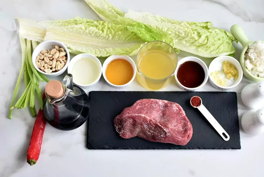 Ingredients for Korean Pineapple Beef Lettuce Wraps