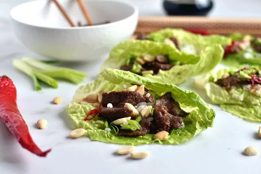 Korean Pineapple Beef Lettuce Wraps