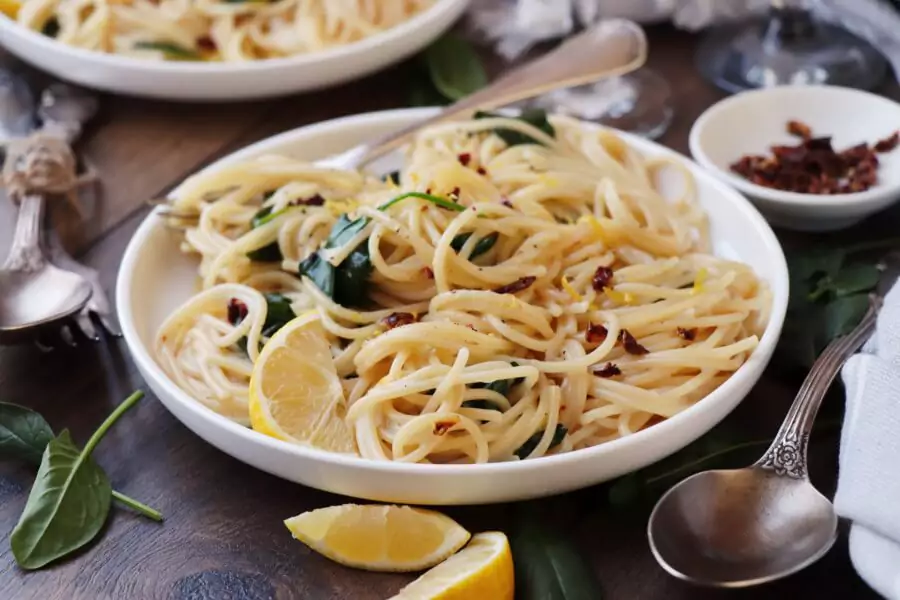 Vegan Lemon Spaghetti with Spinach