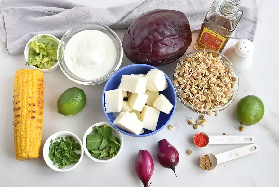 Ingredients for Mint Yogurt and Sprout Cabbage Cups