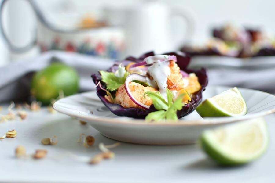 Mint Yogurt and Sprout Cabbage Cups