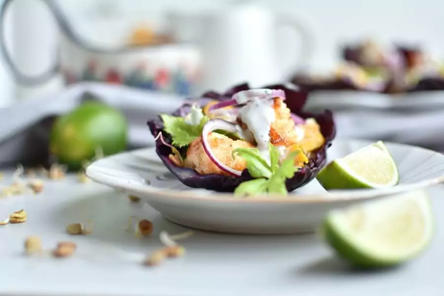 Mint Yogurt and Sprout Cabbage Cups