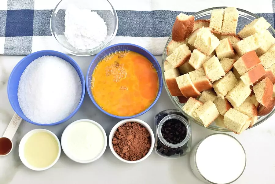 Ingredients for Moon Rock Bread Pudding