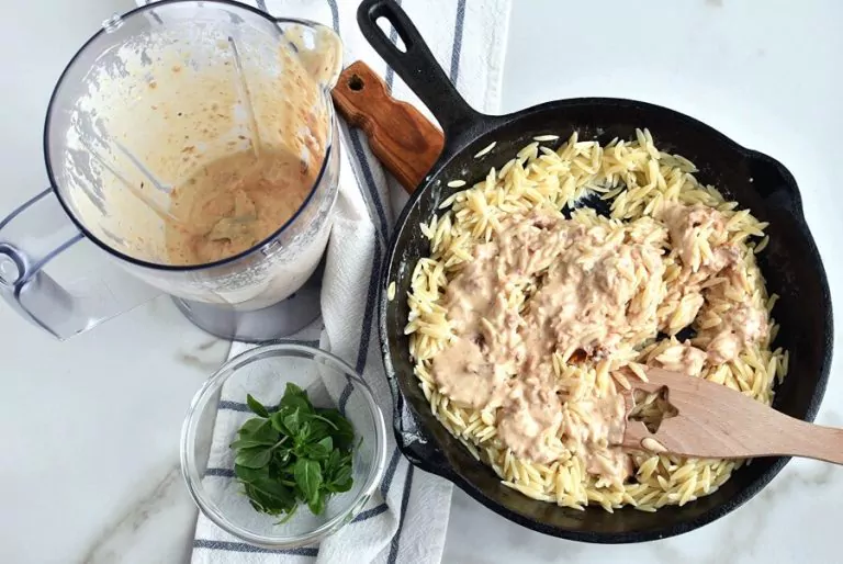 Step 8 - Orzo with Creamy Sun-Dried Tomato Basil Sauce