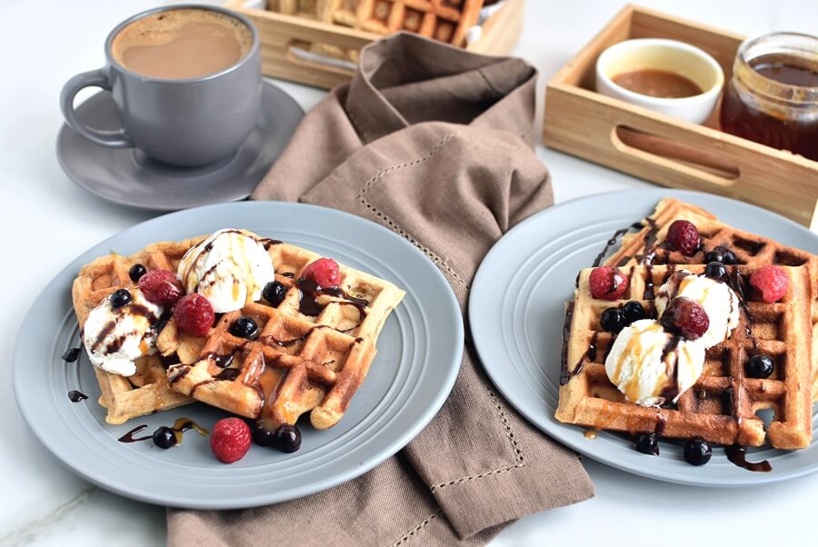 Peanut Butter and Banana Waffles