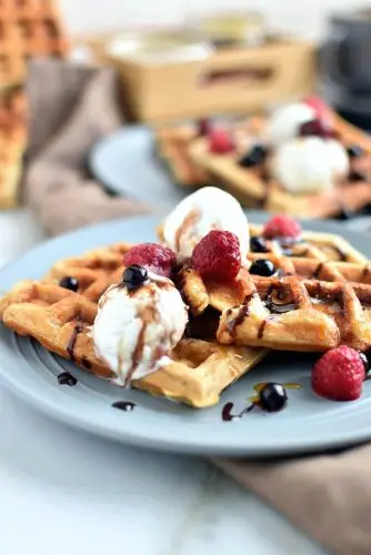 Peanut Butter and Banana Waffles
