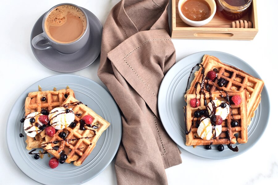 How to serve Peanut Butter and Banana Waffles