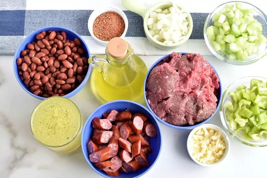 Ingredients for Red Beans and Rice with Ground Beef