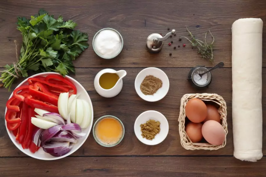 Ingredients for Red Pepper and Baked Egg Galettes