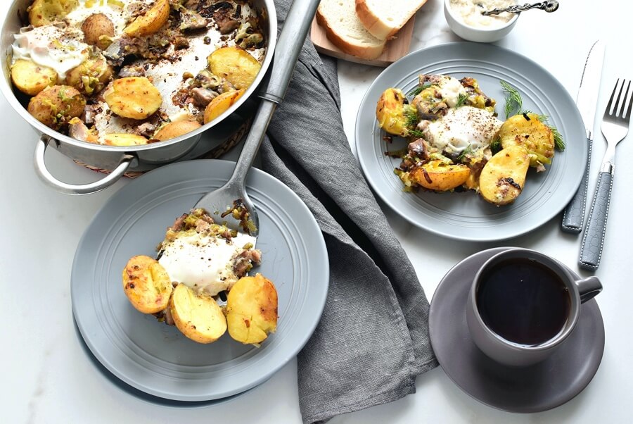 Smoked mackerel & leek hash with horseradish Recipe-Homemade Smoked mackerel & leek hash with horseradish-Delicious Smoked mackerel & leek hash with horseradish