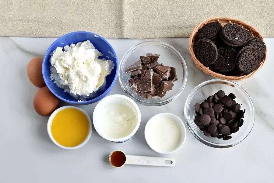 Ingredients for Triple Chocolate Mini Cheesecakes