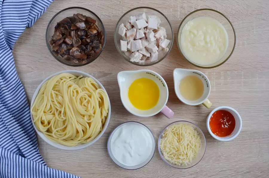 Ingredients for Turkey Tetrazzini