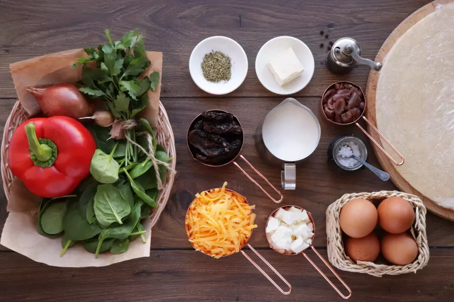 Ingredients for Veggie Mediterranean Quiche
