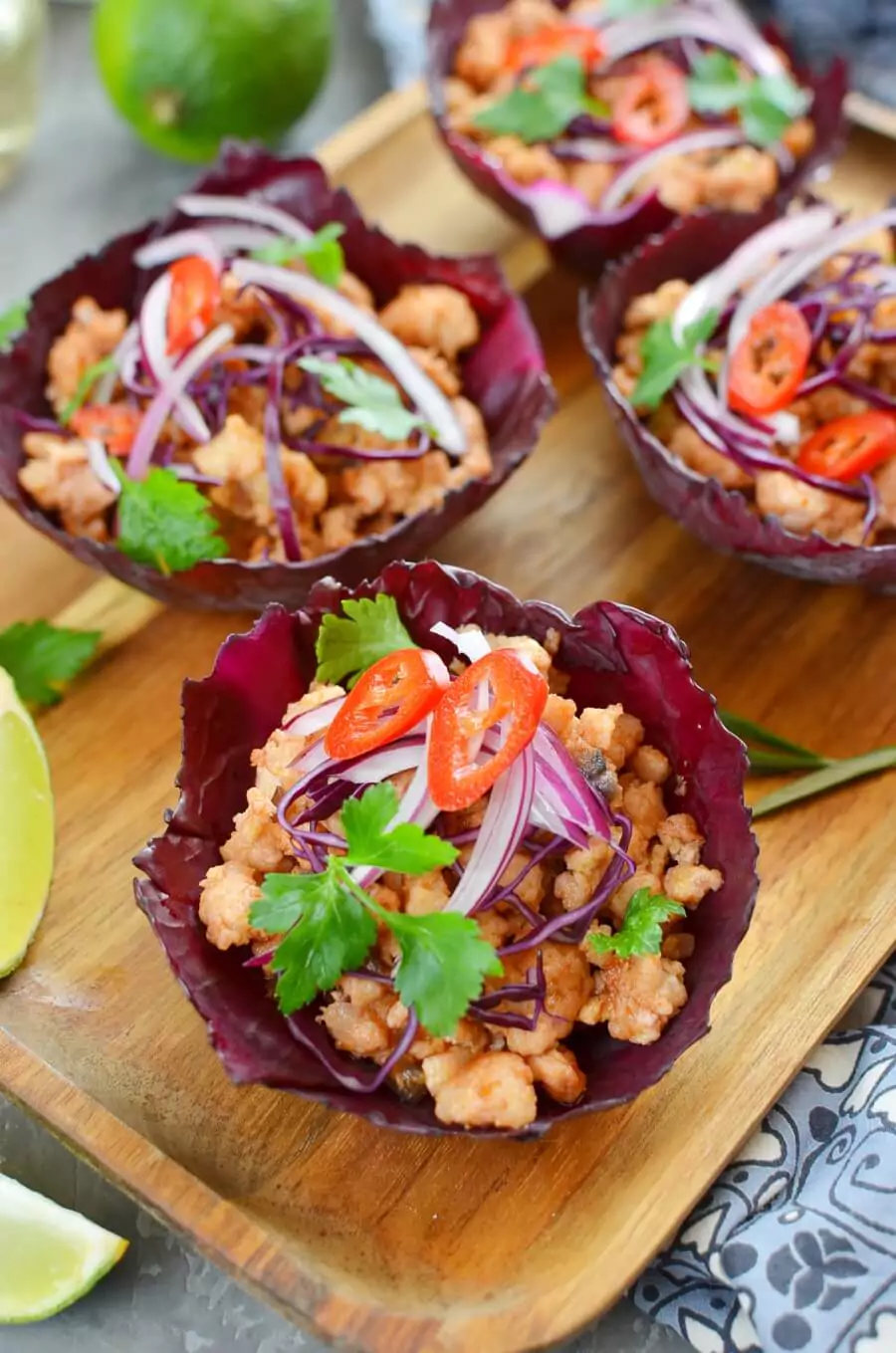Vietnamese Chicken and Red Cabbage Cups