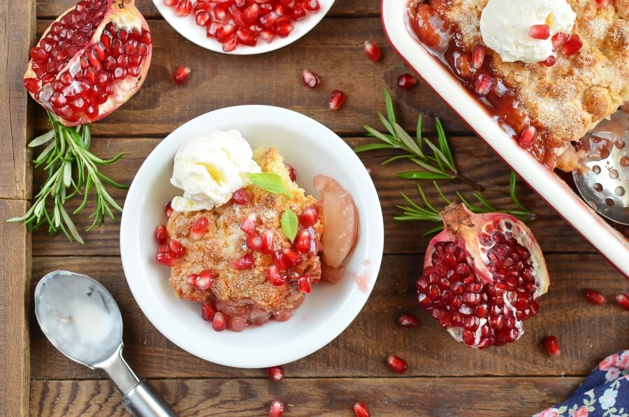 Apple Pomegranate Cobbler Recipe-How To Make Apple Pomegranate Cobbler-Delicious Apple Pomegranate Cobbler