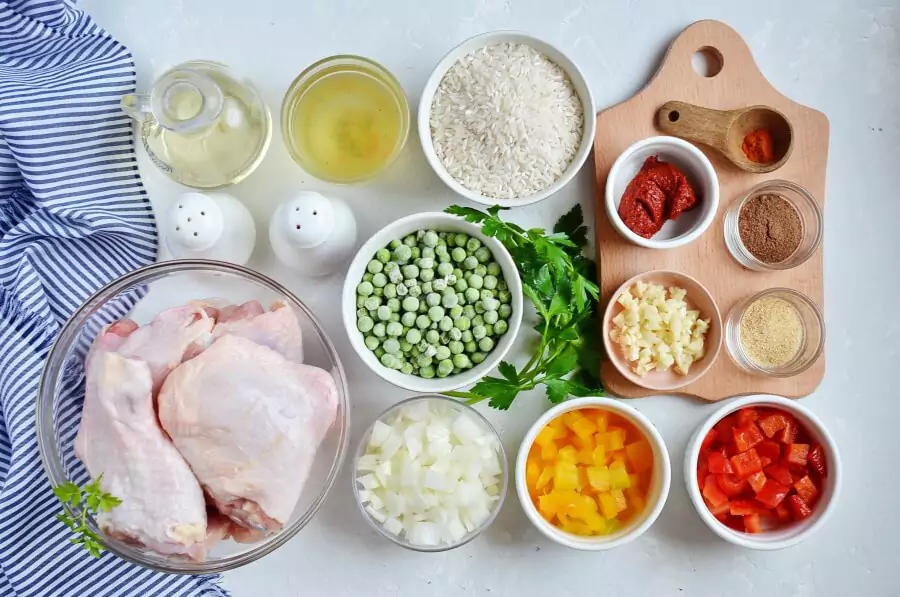 Ingredients for Arroz Con Pollo