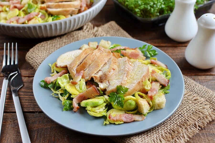 Brussels Sprouts Salad with Chicken Recipe-How To Make Brussels Sprouts Salad with Chicken-Delicious Brussels Sprouts Salad with Chicken