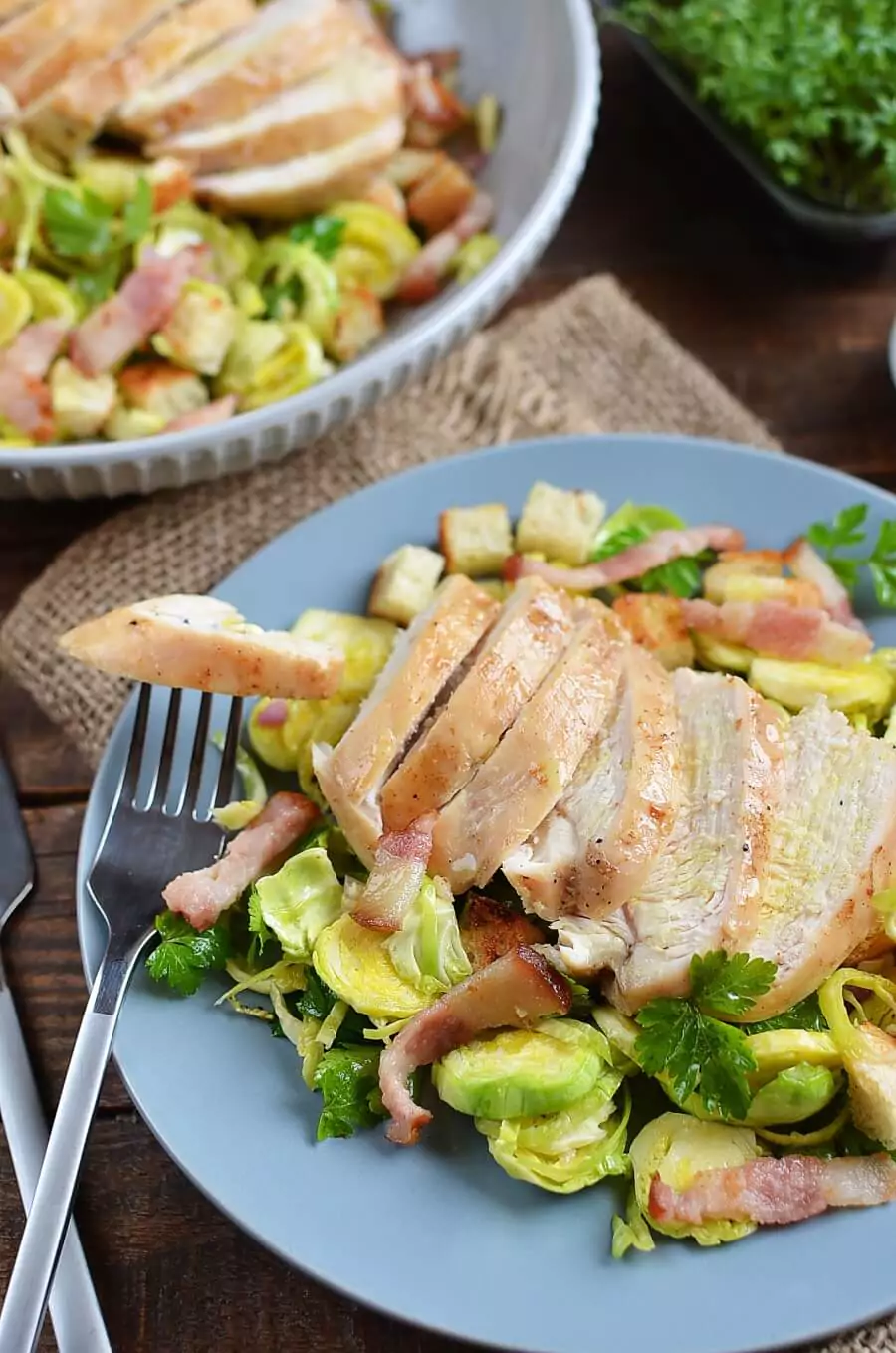 Brussels Sprouts Salad with Chicken
