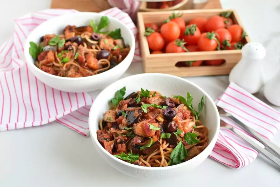 Caponata Spaghetti with Eggplant