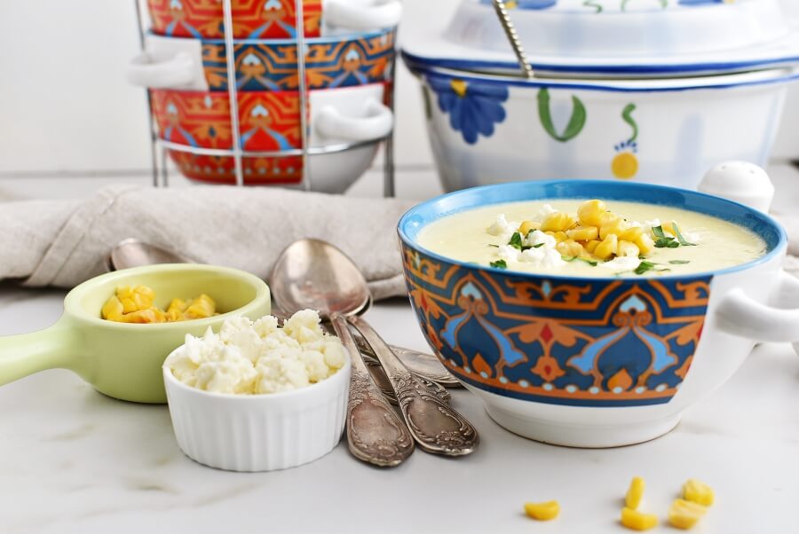 Creamy Corn Soup with Queso Fresco