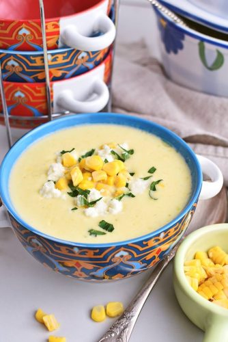 Creamy Corn Soup with Queso Fresco