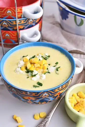 Creamy Corn Soup with Queso Fresco