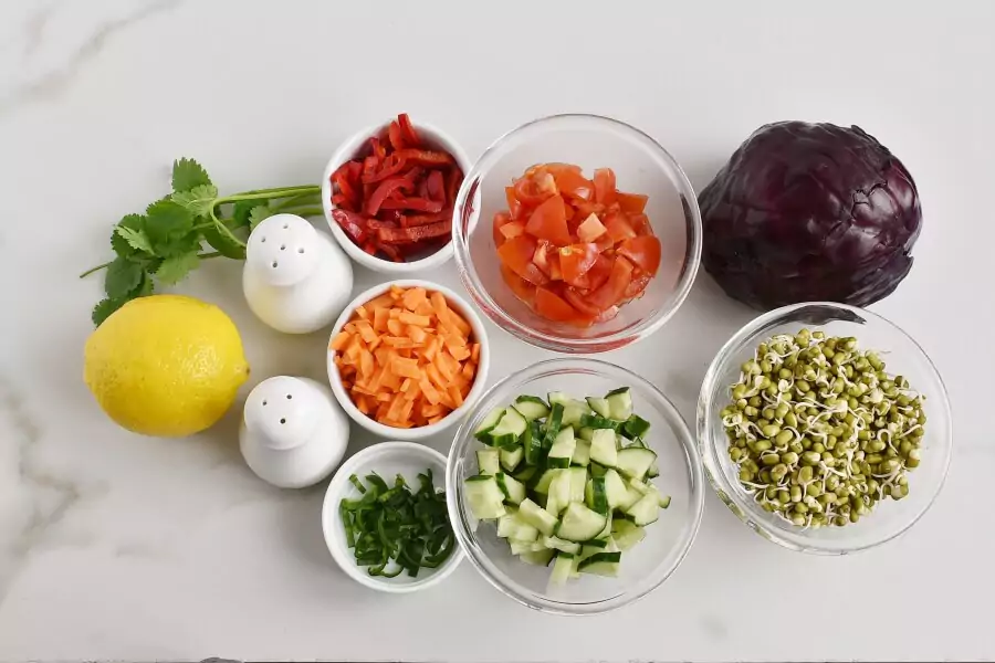 Ingredients for Crunchy Munchy Sprouts Salad in Cabbage Cups