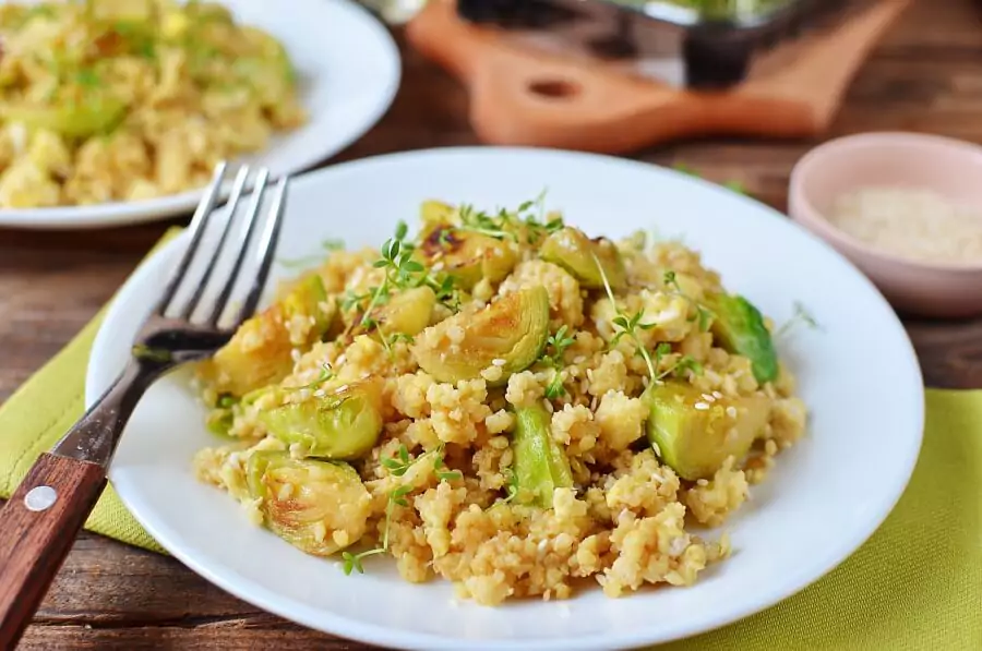 Fried Millet with Brussels Sprouts