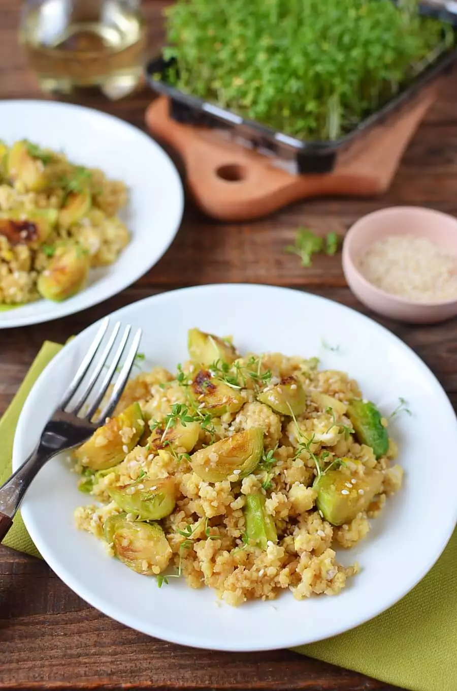 Fried Millet with Brussels Sprouts