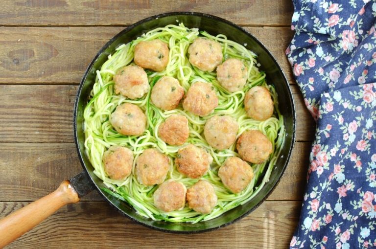 Step 7 - Garlic Butter Meatballs and Zoodles