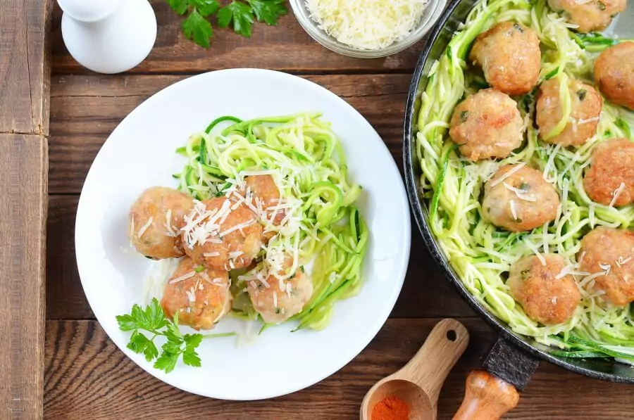 Garlic Butter Meatballs and Zoodles
