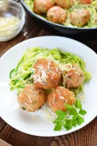 Garlic Butter Meatballs and Zoodles