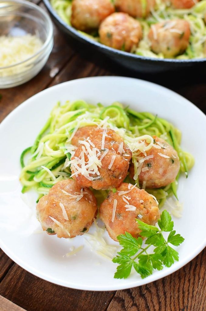 Garlic Butter Meatballs with Zoodles