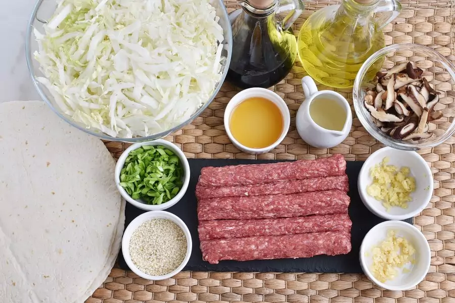 Ingredients for One Skillet Hot Sausage and Cabbage Stir-Fry